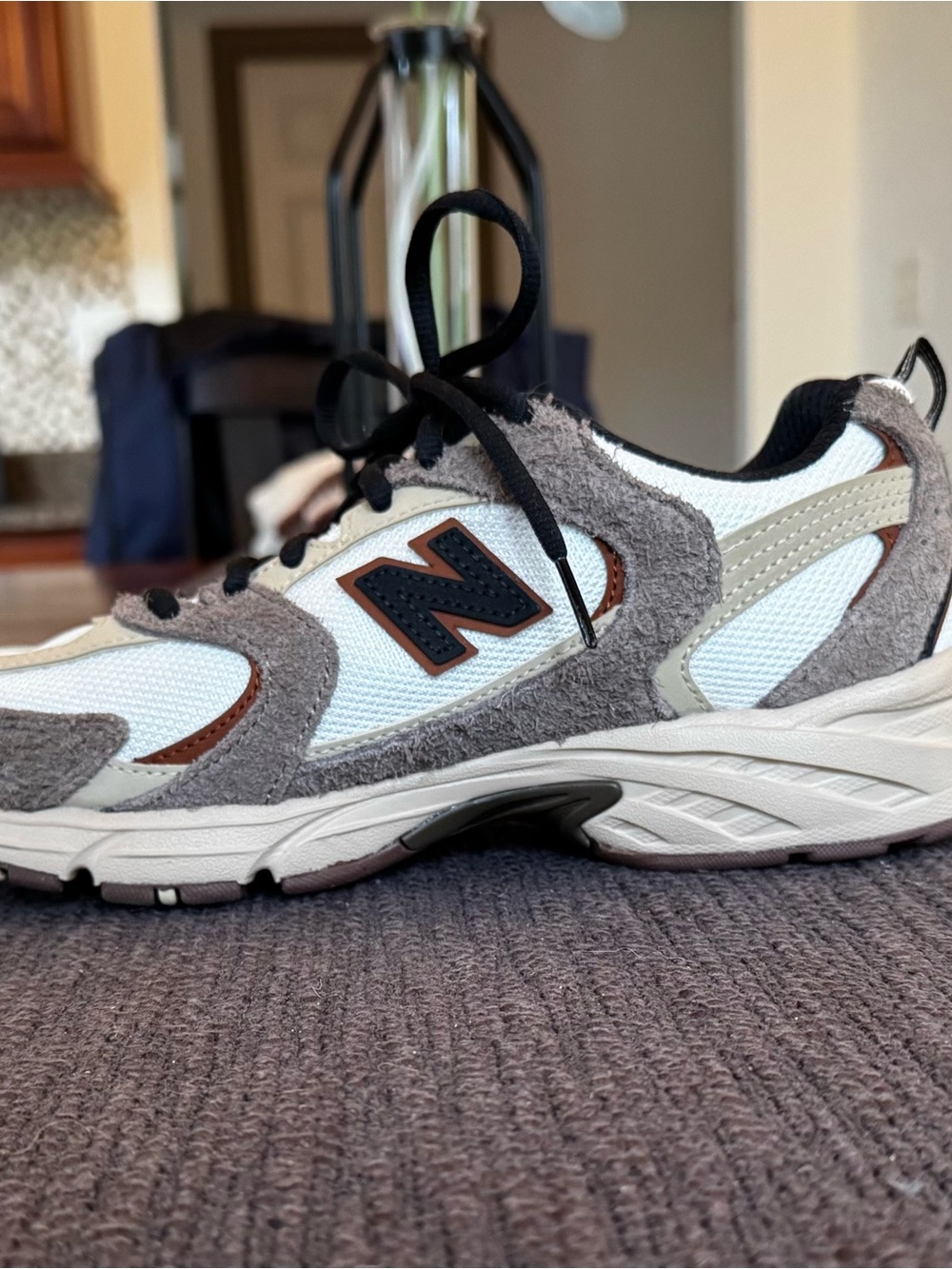 New Balance White, Gray & Brown Women's Athletic Sneakers